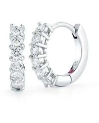 Roberto Coin - 18k White Gold Diamond Pave huggie Earrings - Lyst