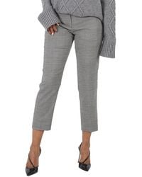 Burberry - Houndstooth Check Wool Cropped Tailored Trousers - Lyst