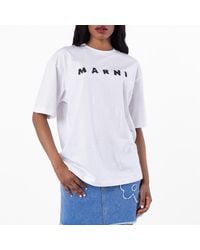 Marni - Scribbled Logo Jersey Cotton T-Shirt, Brand Size 42 Us - Lyst