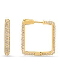 Kylie Harper - 14K Over 25Mm Diamond Lock Pave Square Shaped Hoop Earrings - Lyst