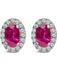 Haus of Brilliance - 10K 5X3 Mm Oval Ruby And Diamond Halo Stud Earrings (I-J Color, I1-I2 Clarity) - Lyst