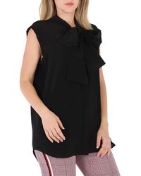 Burberry - Kimmy Sleeveless Silk Crepe De Chine Tie-neck Shirt - Lyst