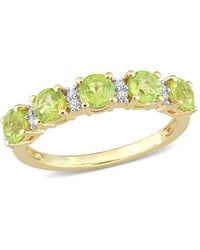 Amour - 1 3/5 Ct Tgw Peridot And Sapphire Semi Eternity Ring - Lyst