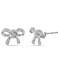 Amour - Diamond Bow Stud Earrings - Lyst