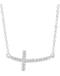 Tresorra - 14K Diamond Side Cross Necklace - Lyst
