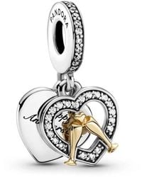 PANDORA - Two-Tone Happy Anniversary Dangle Charm - Lyst