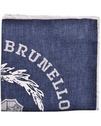 Brunello Cucinelli - Silk Logo Pocket Square, One Size - Lyst