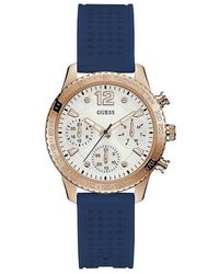 Guess Marina Multifunction White Dial Blue Rubber Strap Watch for Women - W1025L4