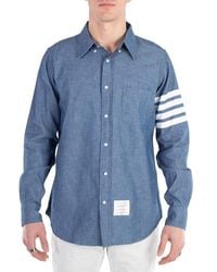 Thom Browne - Chambray 4-Bar Shirt - Lyst