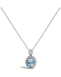 Haus of Brilliance - 925 Sterling Oval Topaz And Diamond Accent With Beaded Halo Pendant Necklace - Lyst