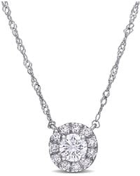 Created Forever - 3/8 Ct Tw Lab Created Diamond Halo Necklace - Lyst