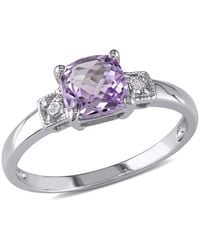 Amour - Cushion Cut Amethyst And Diamond Accent Ring - Lyst