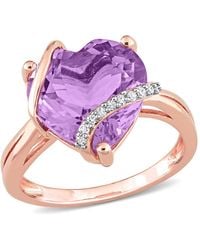 Amour - 6 1/2 Ct Tgw Amethyst And Diamond Accent Heart Ring - Lyst