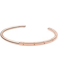 PANDORA - Signature 14K Rose-Plated I-D Open Bangle, Cm - Lyst
