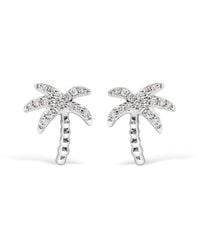 Haus of Brilliance - 10K 1/10 Cttw Diamond Encrusted Palm Tree Stud Earrings (H-I Color, I1-I2 Clarity) - Lyst