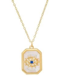 Kylie Harper - 14K Over Mother Of Pearl & Cz Evil Eye Medallion Pendant - Lyst