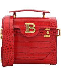 Balmain - Crocodile-print Leather B-buzz 23 Bag - Lyst