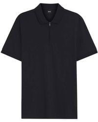 BOSS - Cotton-Blend Polo Shirt With Zip Placket - Lyst