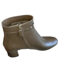 Ferragamo - Chain-Link Leather Ankle Boots - Lyst