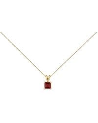 Haus of Brilliance - 14K 5X5 Mm Square Shaped Garnet Solitaire Pendant Necklace - Lyst