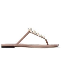 Jimmy Choo - Alaina Embellished Faux Pearl Sandals, Brand Size 35.5 Us - Lyst