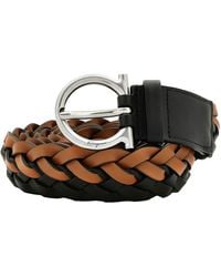 Ferragamo - Braided Two-Tone Calfskin Gancini Belt, Cm - Lyst