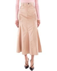 Burberry - Cotton Pleated Maxi Skirt, Brand Size 8 Us - Lyst