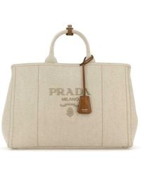 Prada - Extra Large Canvas Shopping Handbag With Top Handles - Lyst