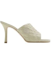 Burberry - Leather Quilted Heeled Mules, Brand Size 38.5 Us - Lyst