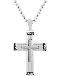 Robert Alton - 10 Ctw Stainless Steel Diamond Rounded Cross Pendant - Lyst