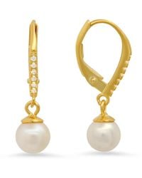 Kylie Harper - 14K Over Genuine Pearl Dangling Leverback Earrings - Lyst