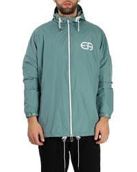 Emporio Armani - Logo Print Hooded Blouson Jacket, Brand Size 48 (Us - Lyst
