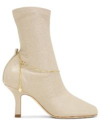 Burberry - Square Toe Slinky Leather Ankle Boots, Brand Size 36 Us - Lyst