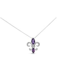 Haus of Brilliance - 925 Sterling Amethyst Marquise And Diamond Accent Fleur De Lis Pendant Necklace (H-I Color, Si1-Si2 Clarity) - Lyst