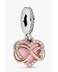PANDORA - Infinity Heart Rose And Sterling Dangle - Lyst