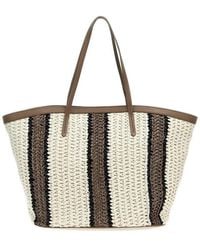 Brunello Cucinelli - Striped Woven Tote Bag - Lyst