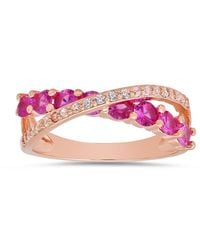 Kylie Harper - 14K Rose Over Sapphire Cz Crossover Ring - Lyst
