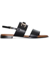 Ferragamo - Gancini-Plaque Leather Sandals - Lyst