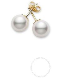 Mikimoto - Akoya Pearl Stud Earrings With 18k Yellow Gold 6-6.5mm A+ - Lyst