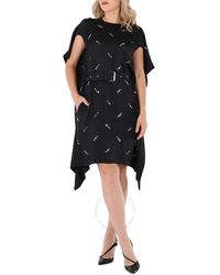 Burberry - Antonina Embellished Asymmetric Belted Silk Dress - Lyst