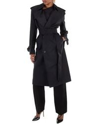 Burberry - Silk Blend Double-Breasted Trench Coat, Brand Size 10 (Us - Lyst