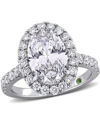 Created Forever - 3 /8 Ct Tdw Oval Lab-Created Diamond And Tsavorite Accent Ring - Lyst