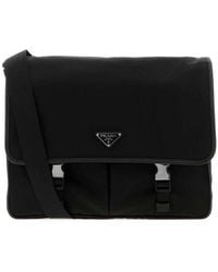Prada - Canvas Shopping Bag Nero Borse A Mano - Lyst