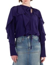Victoria Beckham - Tie Detail Ruffle Blouse - Lyst