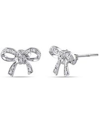 Amour - Diamond Bow Stud Earrings - Lyst