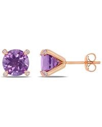 Amour - 3 Ct Tgw Amethyst And 1/10 Ct Tw Diamond Martini Stud Earrings - Lyst