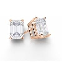 Tresorra - 14K Rose Emerald Cut Earth Mined Diamond Stud Earrings - Lyst
