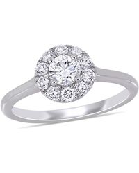Created Forever - 3/4 Ct Tw Lab Created Diamond Halo Engagement Ring - Lyst