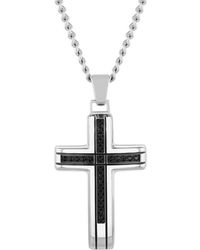 Robert Alton - 1/4Ctw Diamond Stainless Steel With Finish Cross Pendant - Lyst