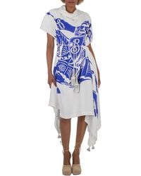 Burberry - Ekd Print Viscose Flag Dress, Brand Size 6 Us - Lyst